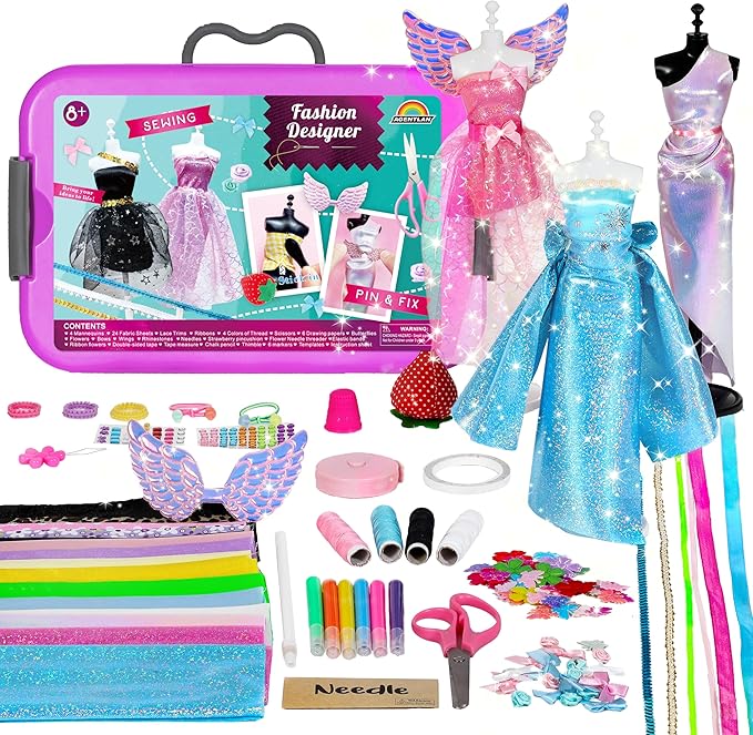 900+ Fashion Designer Kits for Girls with Mannequins-Kids Sewing Kits，Girls Fashion Design Gift，Arts and Crafts Kit，Girl Craft Activities Age 6 7 8 9 10 11 12