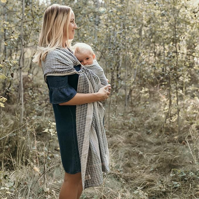 Hip Baby Wrap Ring Sling Baby Carrier for Infants and Toddlers - 100% Soft Cotton Baby Wraps Carrier for Babies 8-35 lbs - Perfect Baby Shower Gifts Moms and Dads - Nursing Cover (Moon Honeycomb)