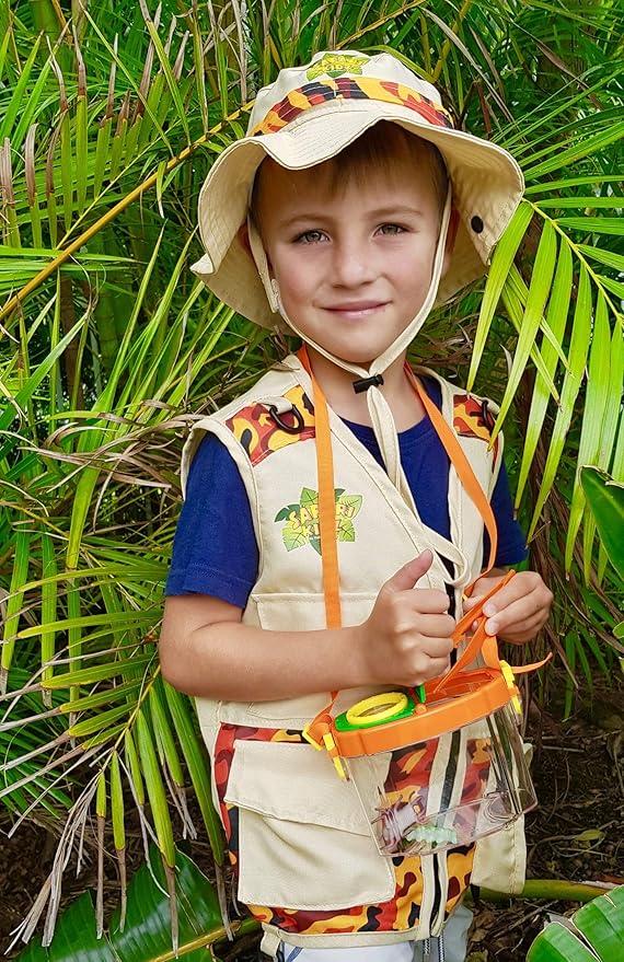 Bug Hunting Kit, Vest, Hat, Binoculars, Lg. Net, Bug Container, Whistle, Flashlight, Magnifier, Thermostat, Compass, Tweezers