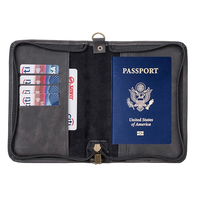 Personalized Leather Passport Holder, Handmade Travel Wallet with Card Slots, Pen Slot | Protector, Custom Engraved Passport Case for Men, Women or Family Organizer