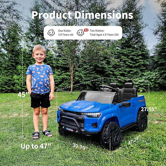 24V 10Ah Ride on Toy for Big Kids, 4WD 2 Seater Electric SUV Kids Car to Drive w/Remote Control, 4x200W Motors - Blue
