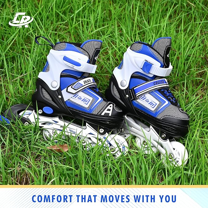 Adjustable Inline Skates for Kids, Teens, and Adults – ABEC-7 Bearings, PU Wheels, Comfortable Fit, for Indoor and Outdoor Skating