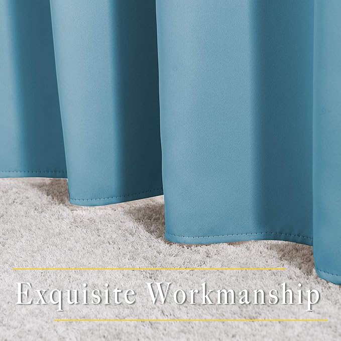 NICETOWN Blackout Curtains 54 Long - Window Treatment Thermal Insulated Solid Grommet Blackout Curtains/Panels/Drapes for Bedroom (Teal Blue, Set of 2, 66 by 54 Inch)