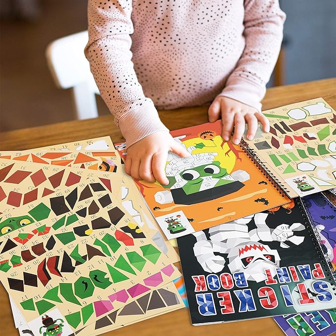 90shine 4PCS Halloween Crafts for Kids Ages 4-8 Sticker Books Gift Party Favors Create 40 Pictures