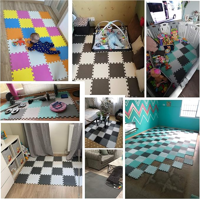 YIMINYUER® 20 Tiles (30cm×30cm×1cm Each Tile) Baby Soft Puzzle Play Mats, Kids Thick EVA Foam Floor, Toddlers & Children's Soft Interlocking Mat R01R08R11G301020