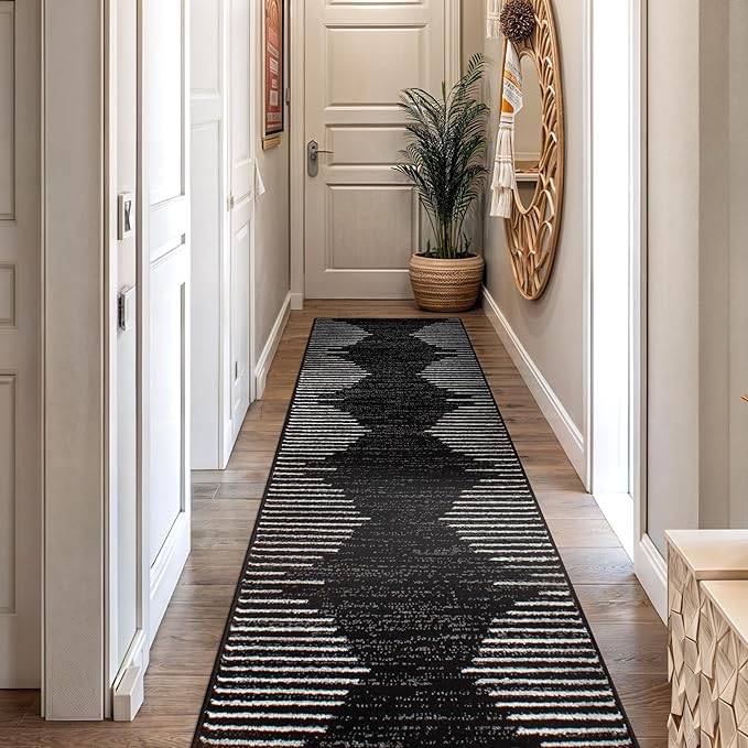 Rugshop Modern Wavy Circles Design Runner Rug 2'7" x 12' Red