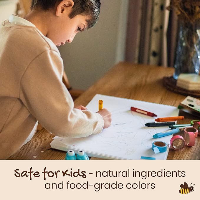 Honeysticks Jumbo Crayons (8 Pack) - Non Toxic Crayons - 100% Pure Beeswax and Food Grade Colors - 8 Bright Colors - Large, Easy to Hold and Use - Preschool Art Supplies for Toddlers/Kids 3-5, 4-8