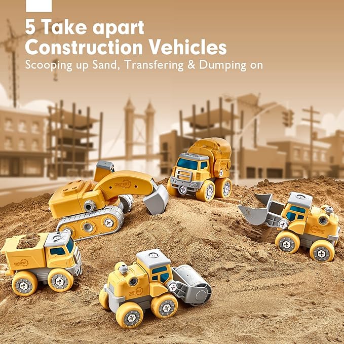 hahaland Toys for 5+ Year Old Boys - Take Apart Dinosaur Kids Toys Construction Vehicles 5 in 1 Transform into Dinosaur Robot STEM Building Toy for 5 6 7 8 Year Old Boys