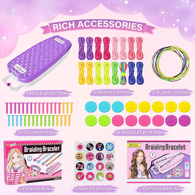 Dpai Friendship Bracelet Making Kit for Girls,DIY Arts and Crafts Toys,Jewelry String Maker Kit,The Best Birthday Gifts Ideas for Girls 6 7 8 9 10 11 12+ Years Old（Purple）