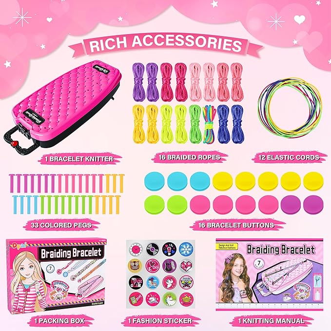 Dpai Friendship Bracelet Making Kit for Girls,DIY Arts and Crafts Toys,Jewelry String Maker Kit,The Best Birthday Gifts Ideas for Girls 6 7 8 9 10 11 12+ Years Old（Rose and Black