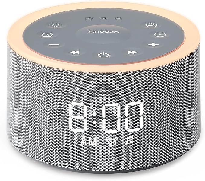 Dreamegg D1+ Sound Machine & Alarm Clock - Sound Machine for Sleep, White Noise Machine with 29 Soothing Sounds, Night Light, 0-100% Dimmable, White Noise Alarm Clock for Bedrooms Adults Baby