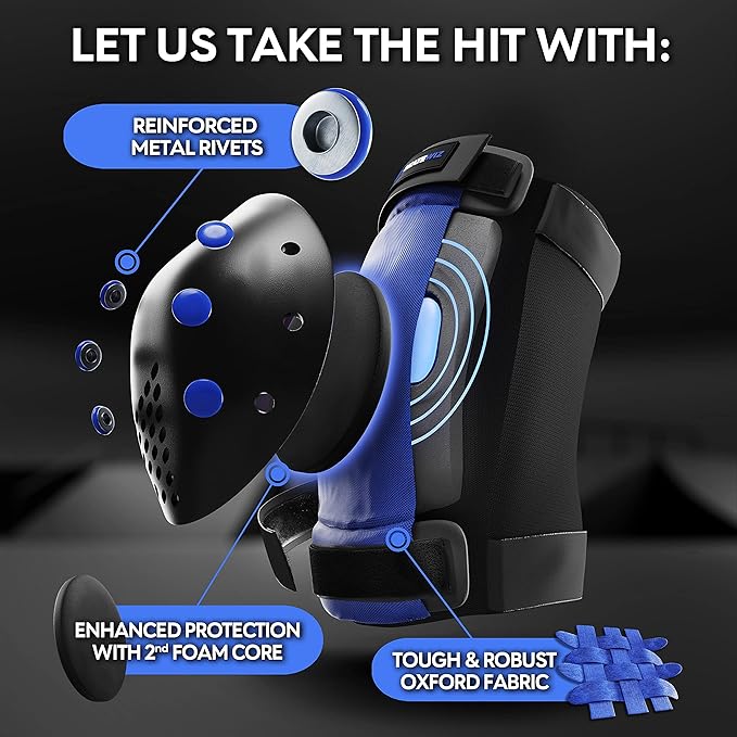 SKATEWIZ Skateboard Pads Protective Gear Set for Kids - Smash - Roller Skate Pads [6pc] - Elbow Pads Roller Derby and Knee Pads Kids Skating with Wrist Guards for Kids and Adults