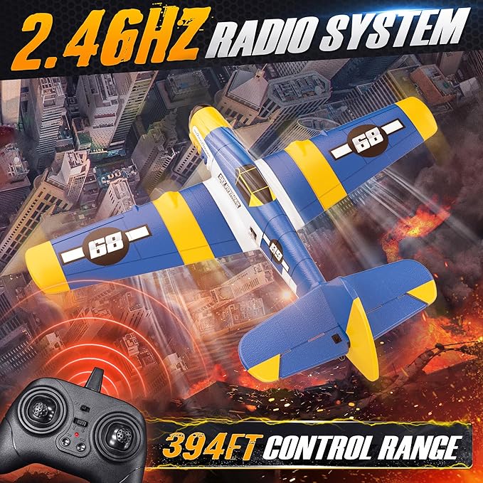 BEZGAR HQ089 RC Plane, Drones for Kids, 6-axis Gyro Remote Control Airplane, RC Helicopter, Easy Control for Beginners Toys with Colorful LED Navigation Lights