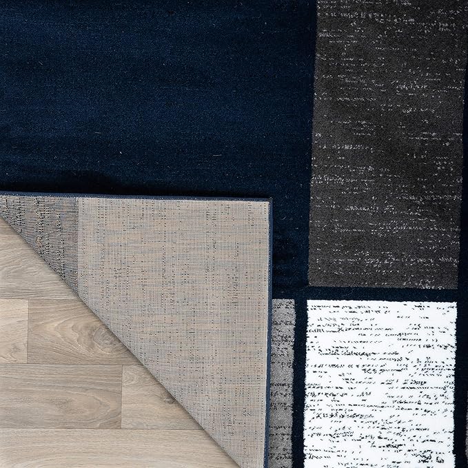 Rugshop Contemporary Modern Boxes Area Rug 10' x 14' Navy