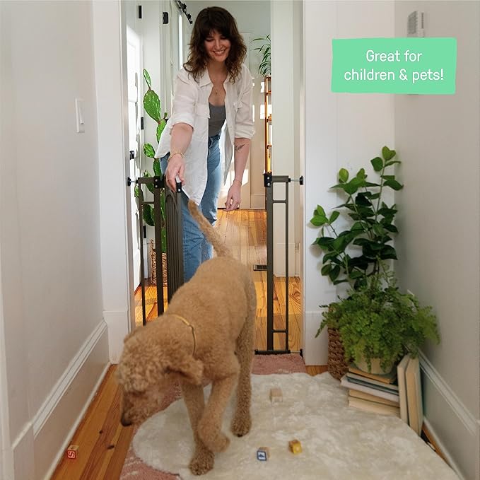 Ingenuity Decorative Extra Tall Baby Gate & Dog Gate, 28.5"-48" Wide, 36" Tall, Hardware or Pressure Mounted, Install on Top or Bottom of Stairs, Banister, or Doorway - Bronze