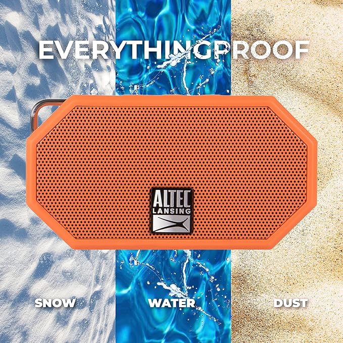 Altec Lansing Mini H2O - Waterproof Bluetooth Speaker, IP67 Certified & Floats in Water, Compact & Portable Speaker for Hiking, Camping, Pool, and Beach,Orange