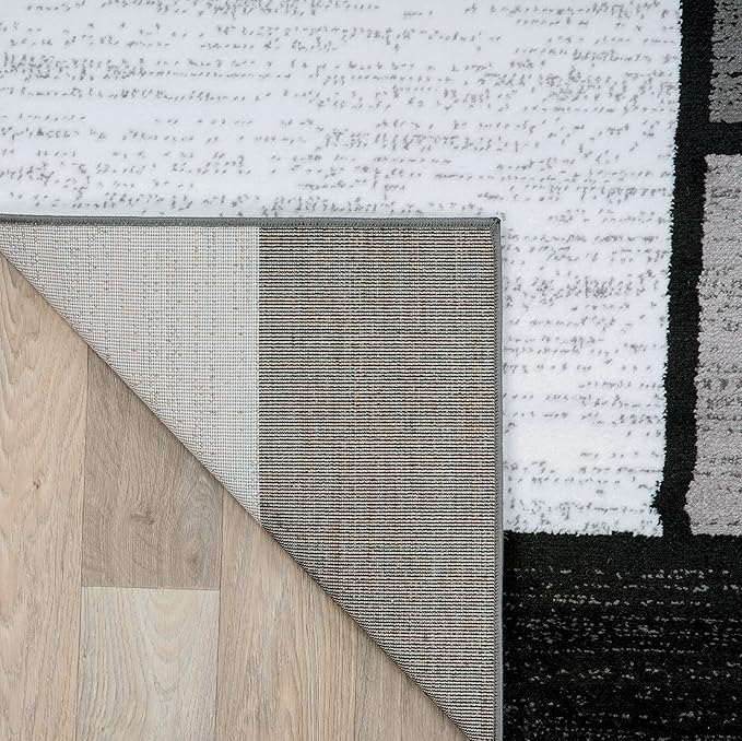 Rugshop Contemporary Modern Boxes for Home Office,Living Room,Bedroom,Kitchen Non Shedding Area Rug 6' 6" X 9' Gray