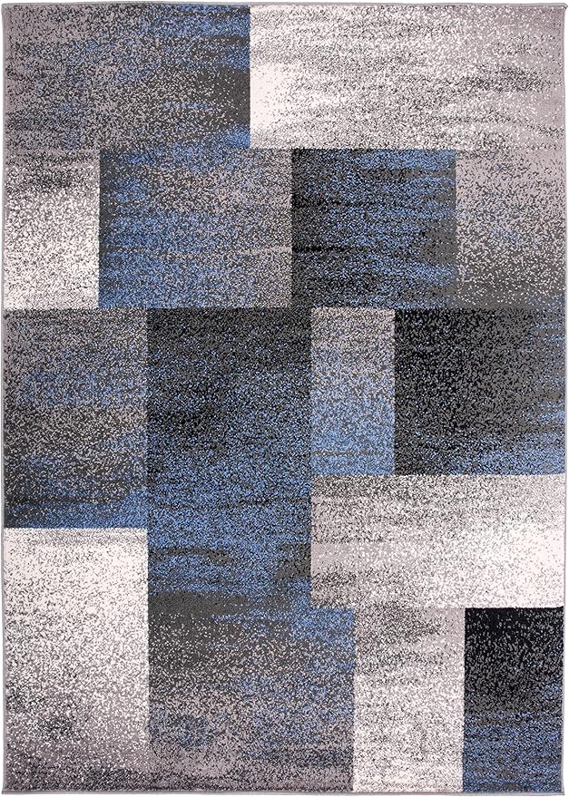 Rugshop Modern Distressed Boxes Area Rug 7' 10" x 10' Blue