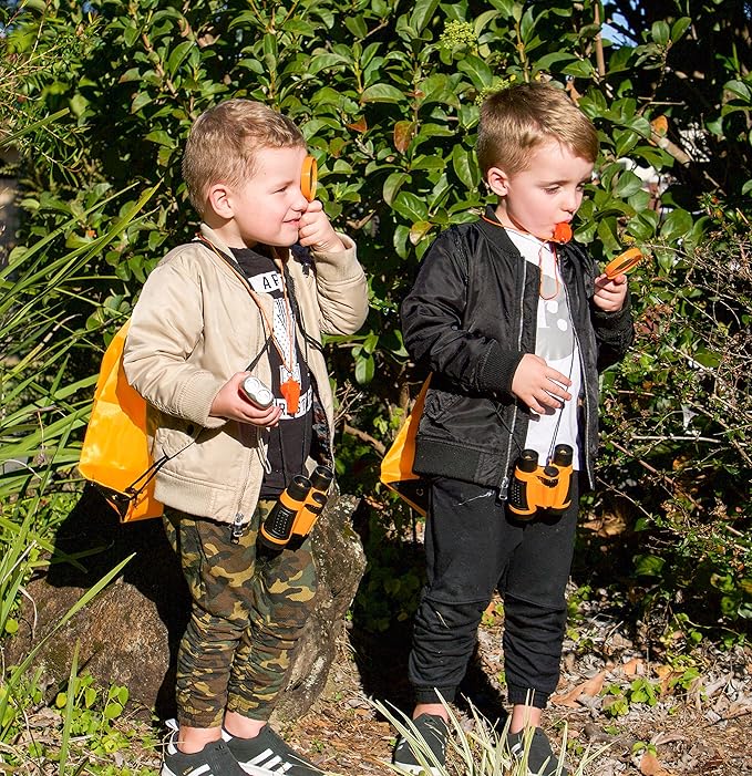 Adventure Kidz Outdoor Exploration Kit, Children’s Binoculars, Flashlight, Compass, Fox Whistle, Magnifying Glass, Backpack. Great Gift Set for STEM, Pretend Play, Ages 3+ Boys Girls