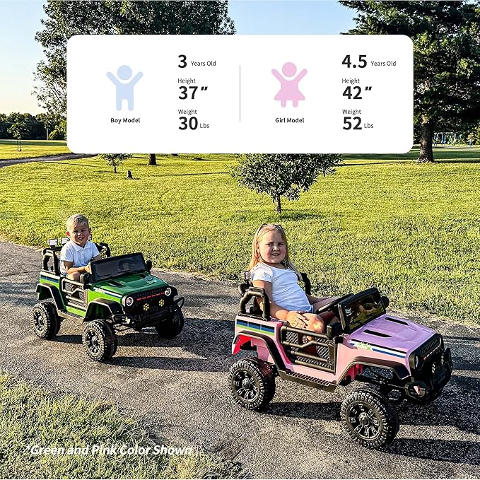 24V Kids Ride on Car, Kids Electric Vehicles Car Ride on Toy Truck for Toddlers w/Remote Control, 400W Motor - Black