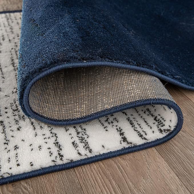 Rugshop Contemporary Modern Boxes Area Rug 6' 6" Navy (6' 6" Diameter)
