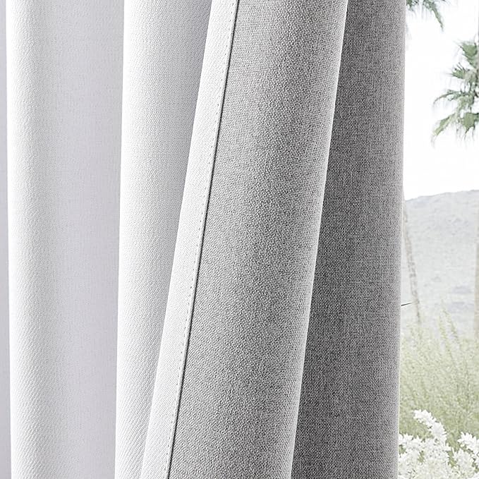 Joydeco Faux Linen Blackout Curtains for Bedroom,White Blackout Curtains 120 inches Long,100% Blackout Solid Thermal Insulated Window Drapes Luxury Decor for Living Room（W52xL120 Inch,White）