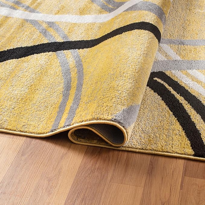 Rugshop Modern Wavy Circles Design Area Rug 2' x 3' Yellow